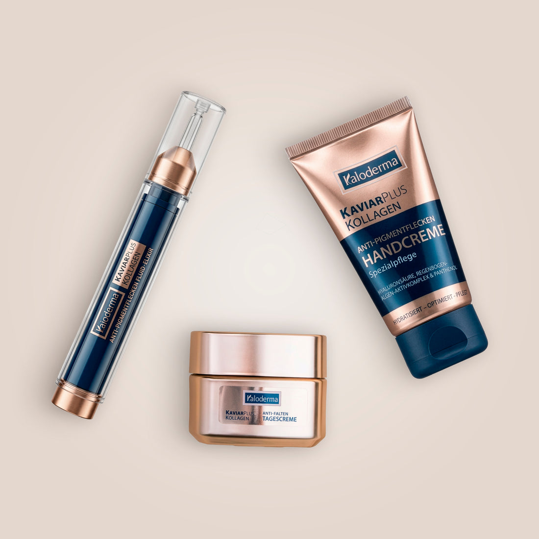 Entdecken Sie Ihre Routine bei Pigmentflecken bestehend aus dem Anti-Pigmentflecken Fluid-Elixier, der Handcreme und der Tagescreme.